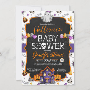 Invitation Baby shower des os d'aquarelle d'Hallow