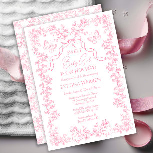 Invitation Baby shower des papillons Toile de Jouy Chinoiseri
