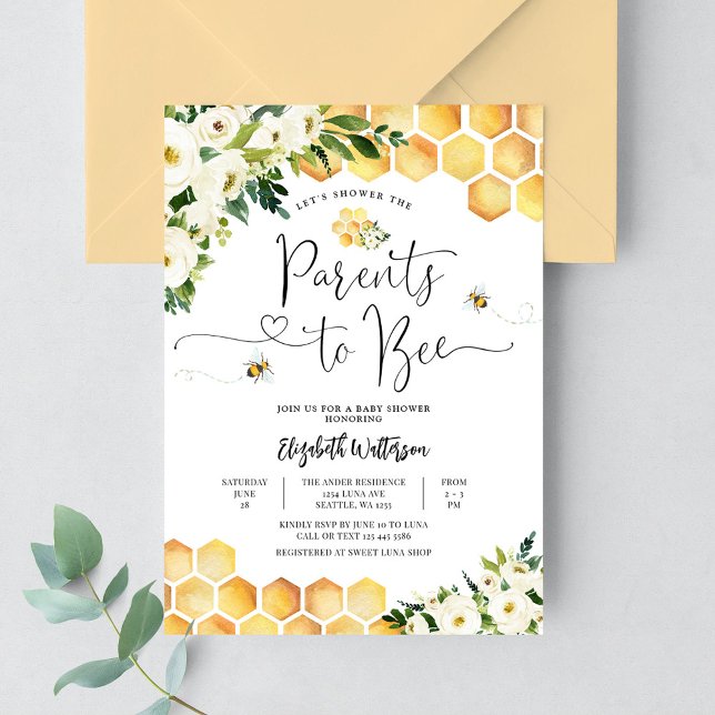 Invitation Baby shower des parents d'abeilles aux couples (Créateur téléchargé)