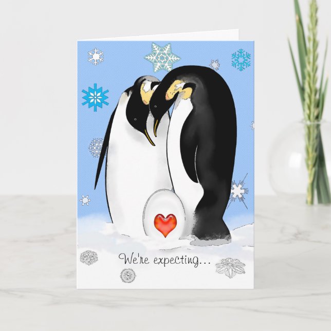 Invitation Baby shower des parents de pingouins (Devant)