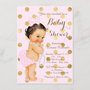 Invitation Baby shower des perles roses d'or
