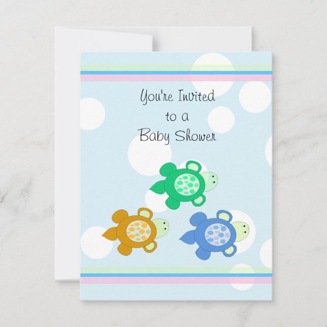 Invitation Baby shower des petites tortues (Devant)