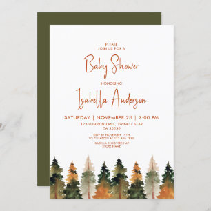 Invitation Baby shower des pins d'automne