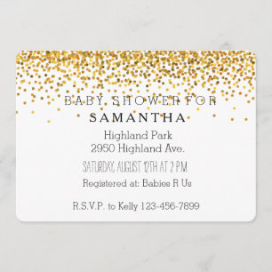 Invitation Baby shower des points de glam Confetti Gold
