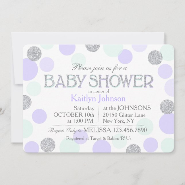 Invitation Baby shower des points de Parties scintillant en a (Devant)