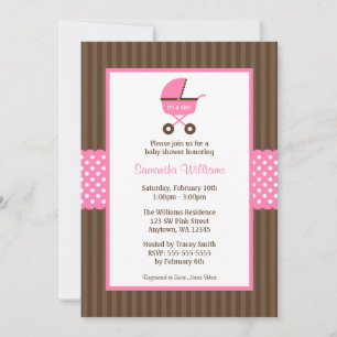 Invitation Baby shower des points triés de transport Brown ro
