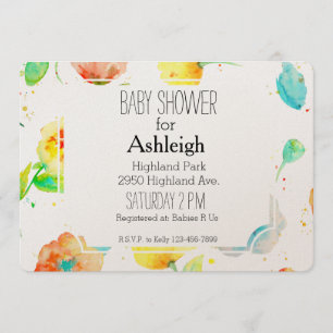 Invitation baby shower des Poppies d'aquarelle