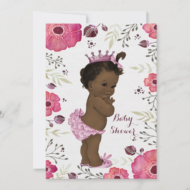 Invitation Baby shower des Poppies d'aquarelle de Princess Et (Devant)