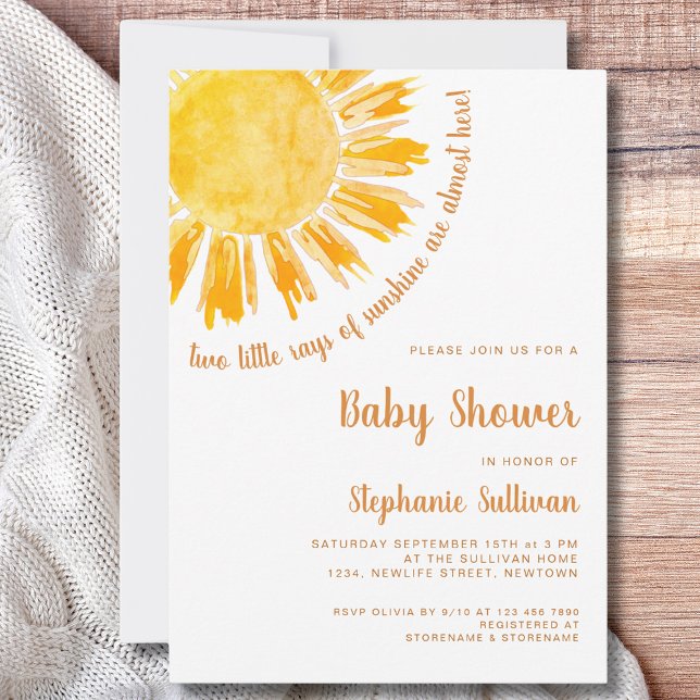 Invitation Baby shower des rayons de soleil Twins (Créateur téléchargé)