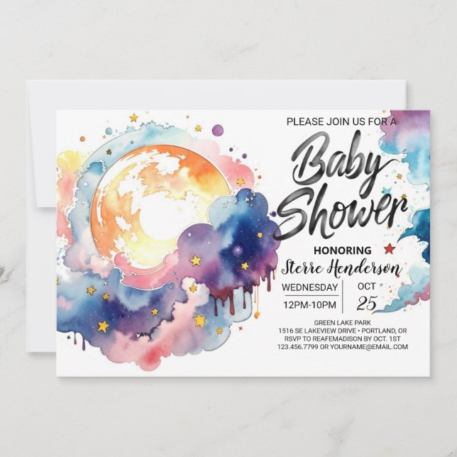 Invitation Baby shower des rêves célestes (Devant)