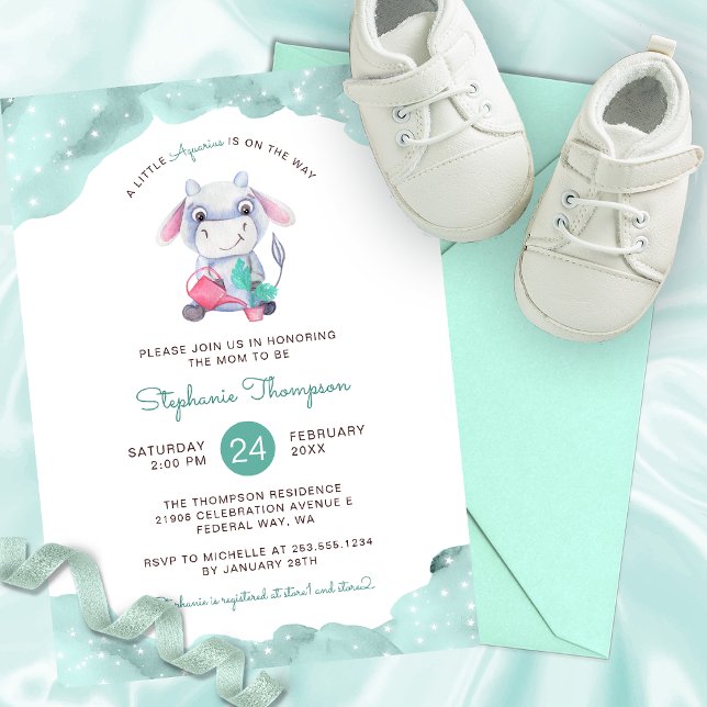 Invitation Baby shower des signes astrologiques céleste Aquar (Celestial Aquarius Astrology Sign Baby Shower Invitation)