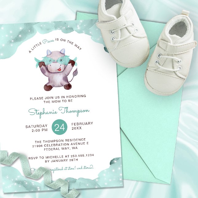 Invitation Baby shower des signes d'astrologie des pics céles (Celestial Pisces Astrology Sign Baby Shower Invitation)