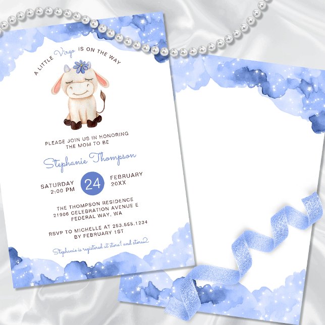 Invitation Baby shower des signes d'astrologie virale céleste (Celestial Virgo Astrology Sign Baby Shower Invitation)