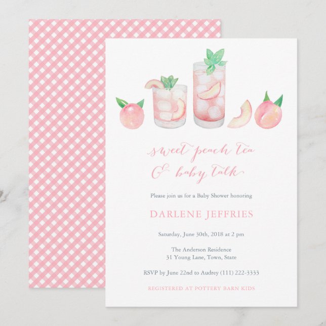 Invitation Baby shower des traditions du Sud pour les filles (Devant / Derrière)