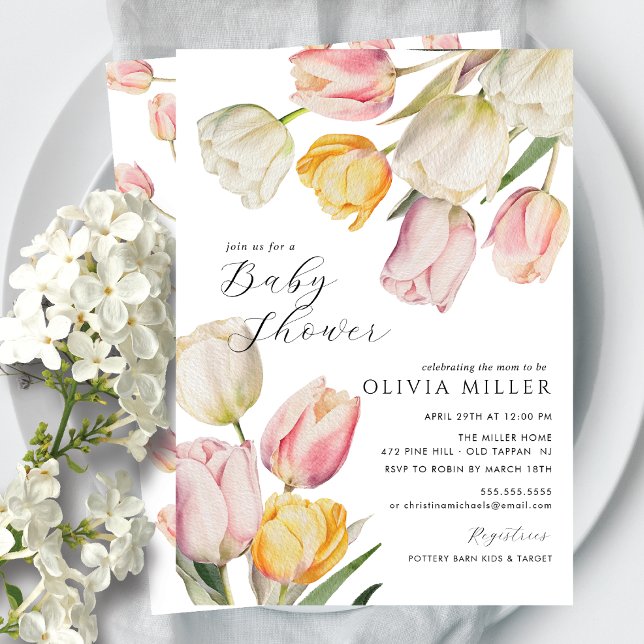 Invitation Baby shower des tulipes gracieuses (Créateur téléchargé)