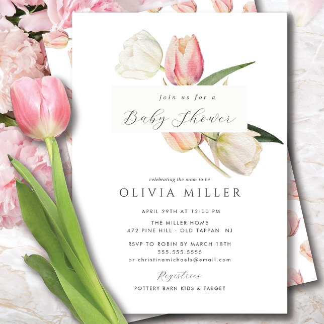 Invitation Baby shower des tulipes gracieuses (Créateur téléchargé)