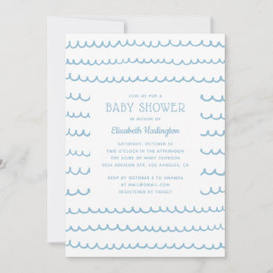 Invitation Baby shower des vagues nautiques bleues   La côte 