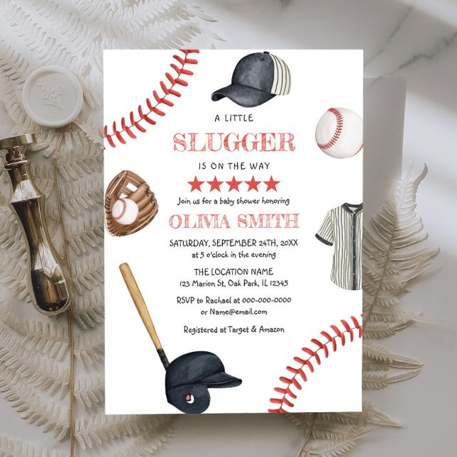 Invitation Baby shower Des Vêtements De Baseball Petits Slugg (Créateur téléchargé)
