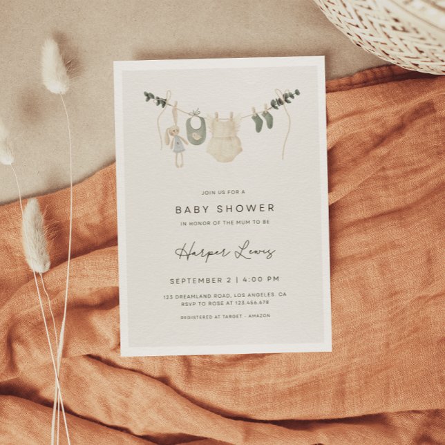 Invitation Baby shower des vêtements neutres selon le genre I (Créateur téléchargé)