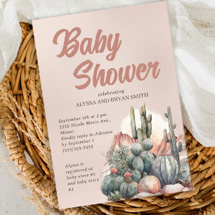 Invitation Baby Shower Désert Bohème Chic Cactus Terracotta