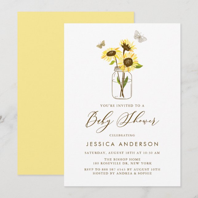 Invitation Baby shower d'été de Mason Jar II (Devant / Derrière)
