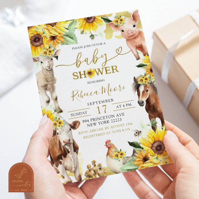 Invitation Baby shower d'été des animaux de la ferme de tourn (Créateur téléchargé)