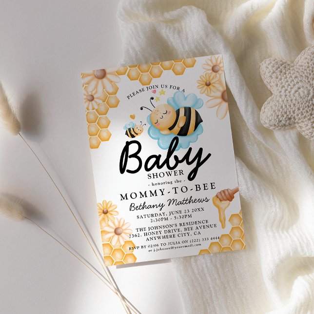 Invitation Baby shower d'été entre la momie et l'abeille (Créateur téléchargé)