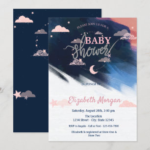 Invitation Baby shower d'étoiles et de nuages adorables