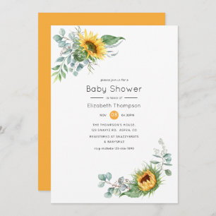 Invitation Baby shower d'Eucalyptus de tournesol Boho