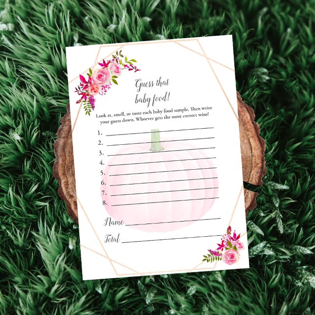 Invitation Baby shower Devine que Baby Food Game Citrouille (Créateur téléchargé)