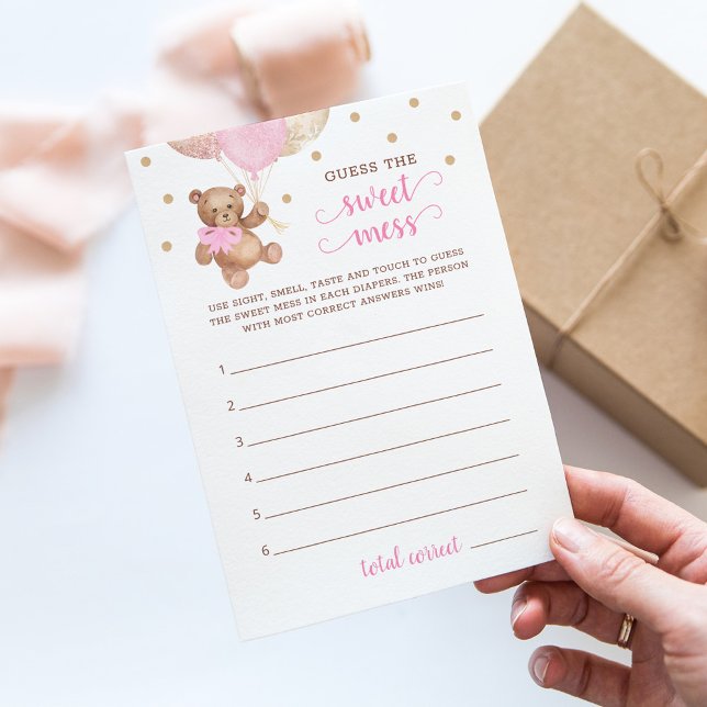 Invitation Baby shower Devinez La douce Mess Teddy Bear Card (Créateur téléchargé)