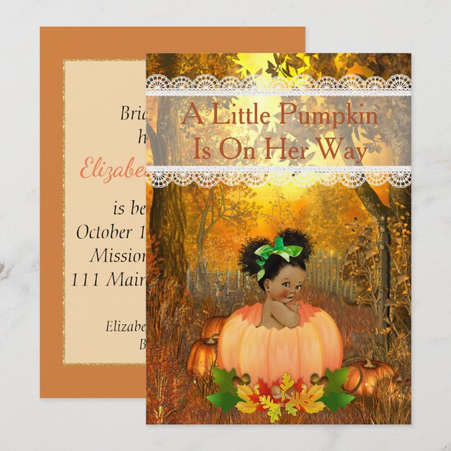 Invitation Baby shower d'Halloween afro-américain (Devant / Derrière)