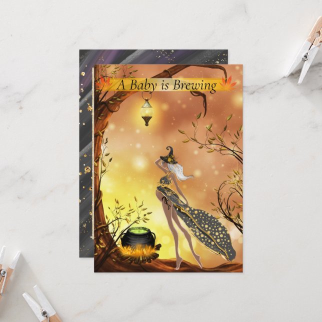 Invitation Baby shower d'Halloween afro-américain (Devant/Arrière en situation)