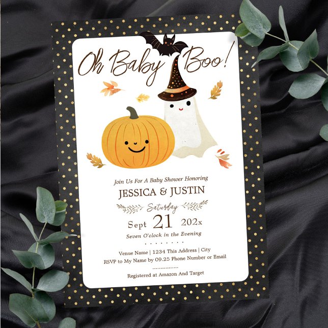 Invitation Baby shower d'Halloween d'automne Baby Boo (Créateur téléchargé)