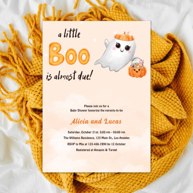 Invitation Baby shower d'Halloween de l'automne du fantôme mo (Créateur téléchargé)