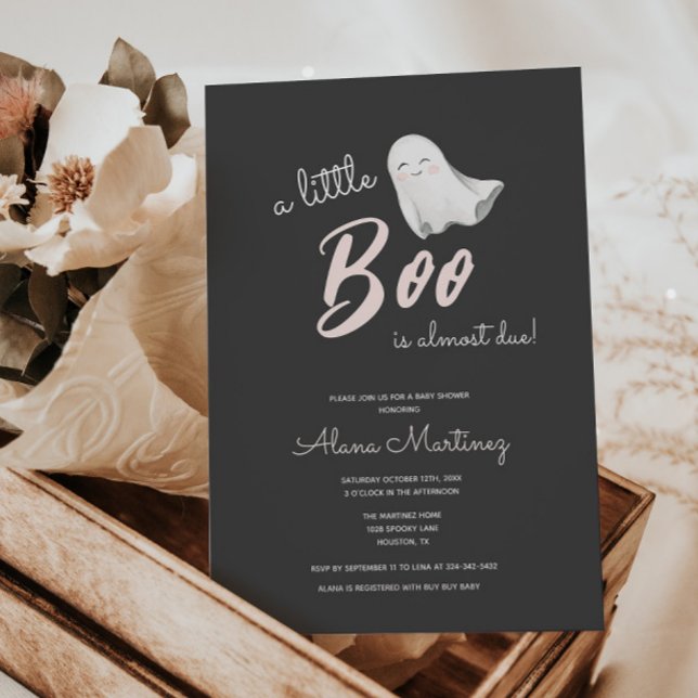 Invitation Baby shower d'Halloween de Little Boo | (Créateur téléchargé)