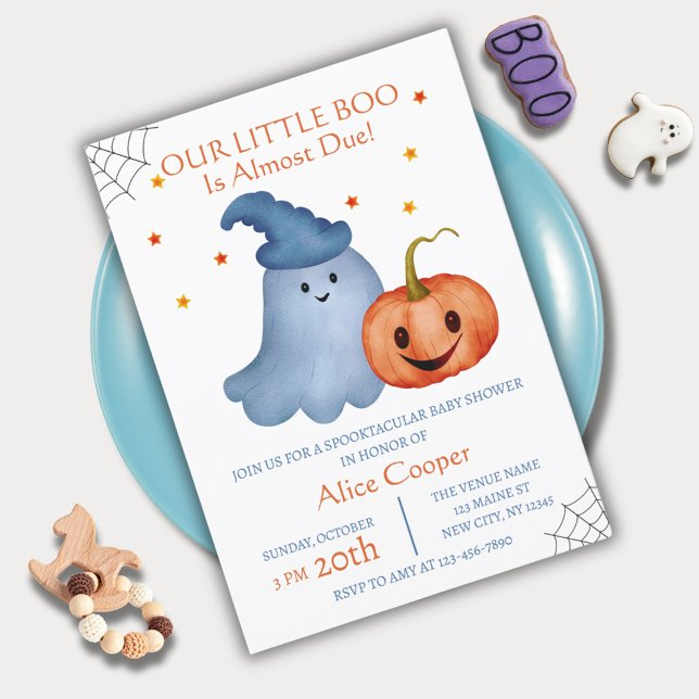 Invitation Baby shower d'Halloween de Little Boo Ghost Citrou (Créateur téléchargé)