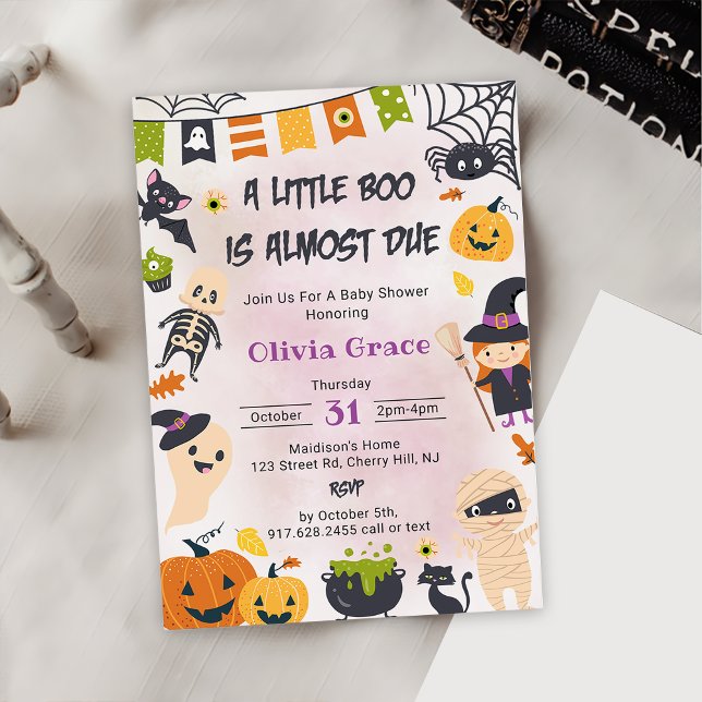 Invitation Baby shower d'Halloween de Little Boo Ghost Citrou (Créateur téléchargé)