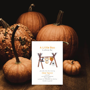 Invitation Baby shower d'Halloween de Little Boo neutre pour