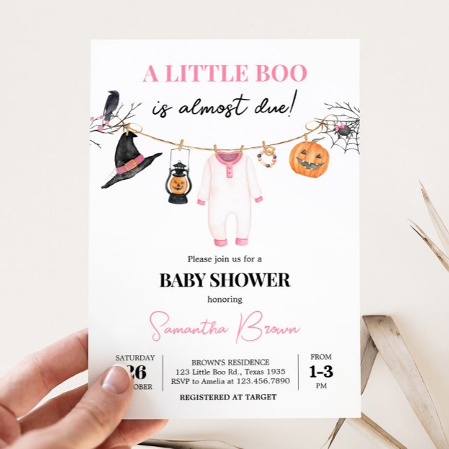 Invitation Baby shower d'Halloween de Little Boo rose (Halloween Baby Clothes Baby Shower Invitation
)