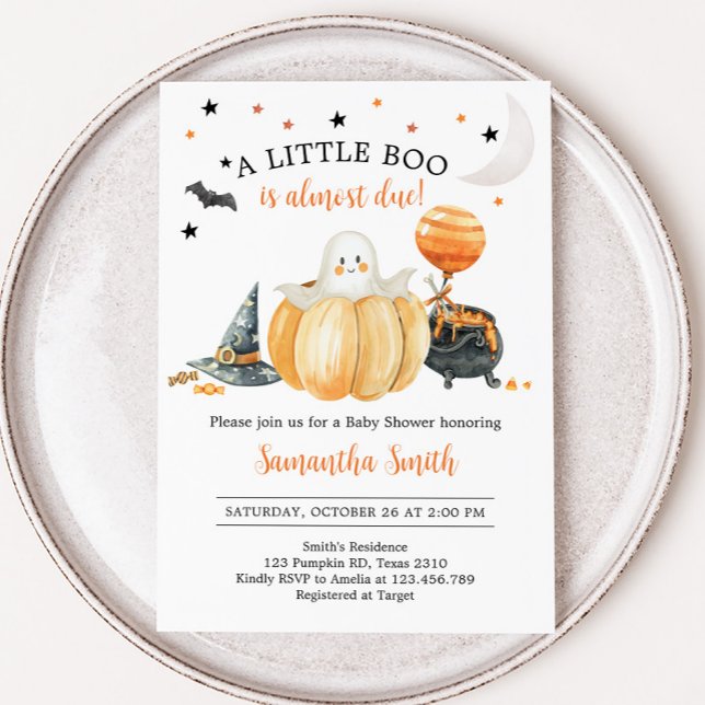 Invitation Baby shower d'Halloween du petit Citrouille Boo (Pumpkin Halloween Baby Shower Invitation)