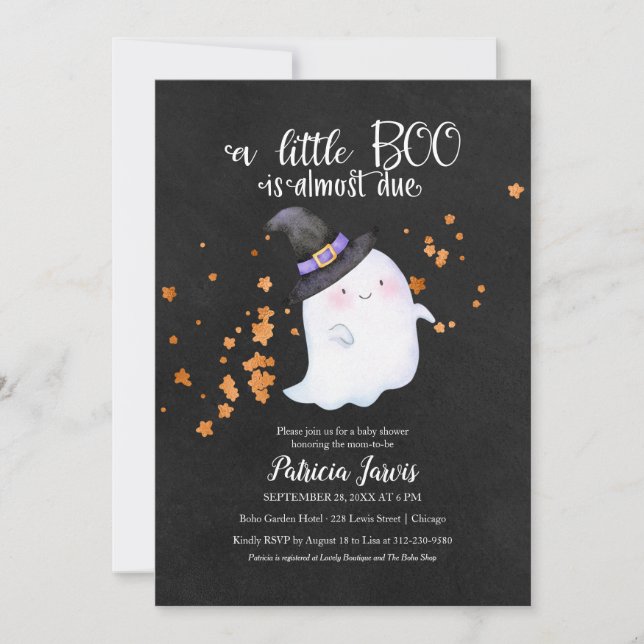 Invitation Baby shower d'Halloween fantôme mignon (Devant)
