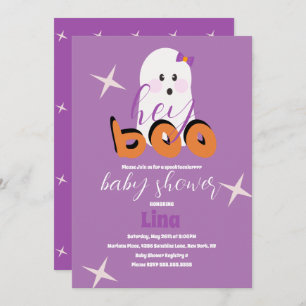 Invitation Baby shower d'Halloween Ghost Cute Retro Script In