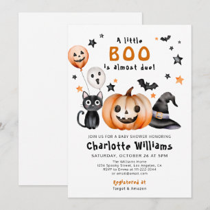 Invitation Baby shower d'Halloween Little Boo Citrouille