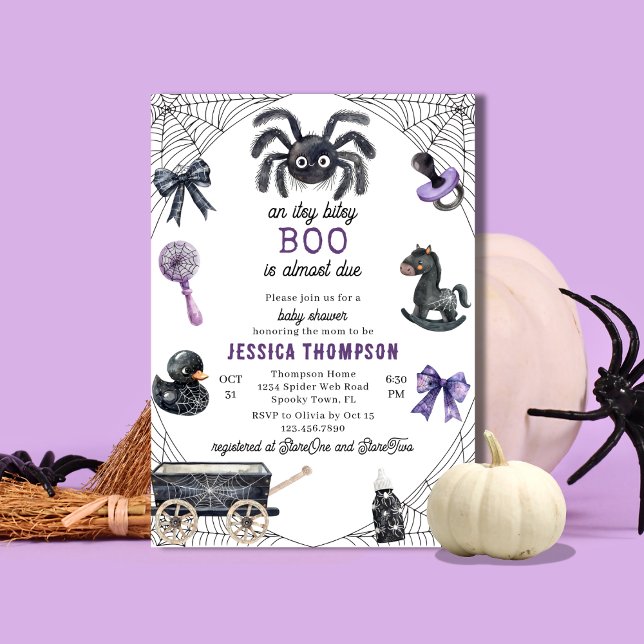 Invitation Baby shower d'Halloween Little Boo Itsy Bitsy Spid (Créateur téléchargé)
