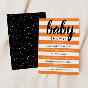 Invitation Baby shower d'Halloween Orange moderne