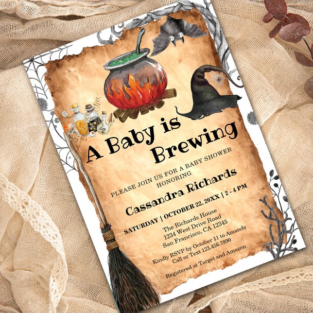 Invitation Baby shower d'Halloween pour sorcière (Créateur téléchargé)