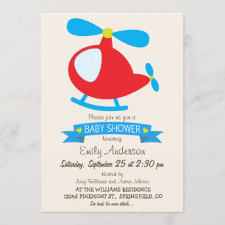 Invitation Baby shower d'hélicoptère Red & Blue Toy