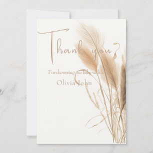 Invitation Baby shower d'herbe Pampas élégant