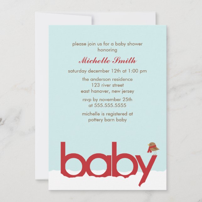 Invitation Baby shower d'hiver (Devant)